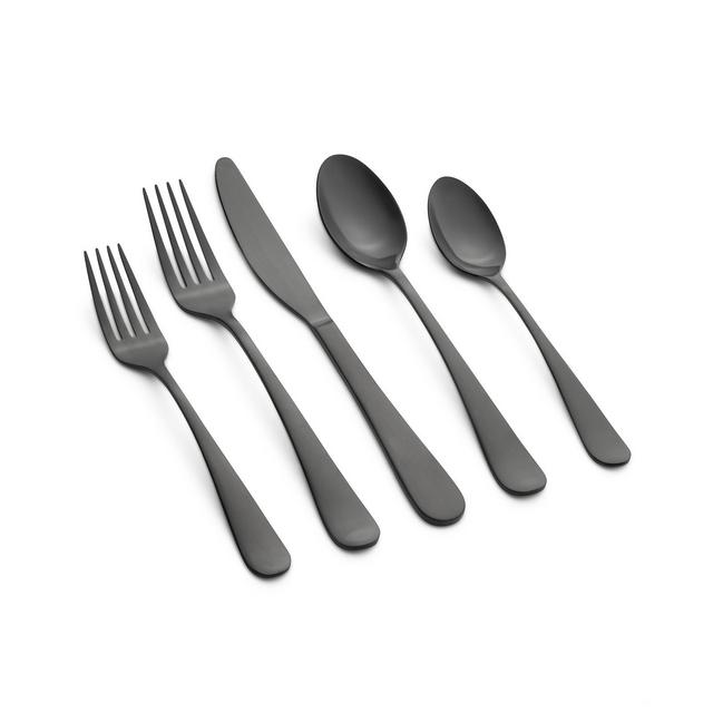 Cambridge Silversmiths Rhiannon Black Satin 45 Piece Flatware Set, Service For 8