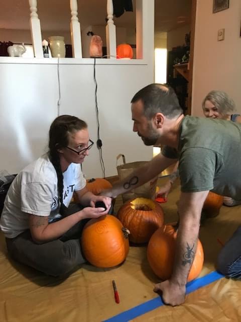 The proposal. He hid it in a pumpkin! 💚