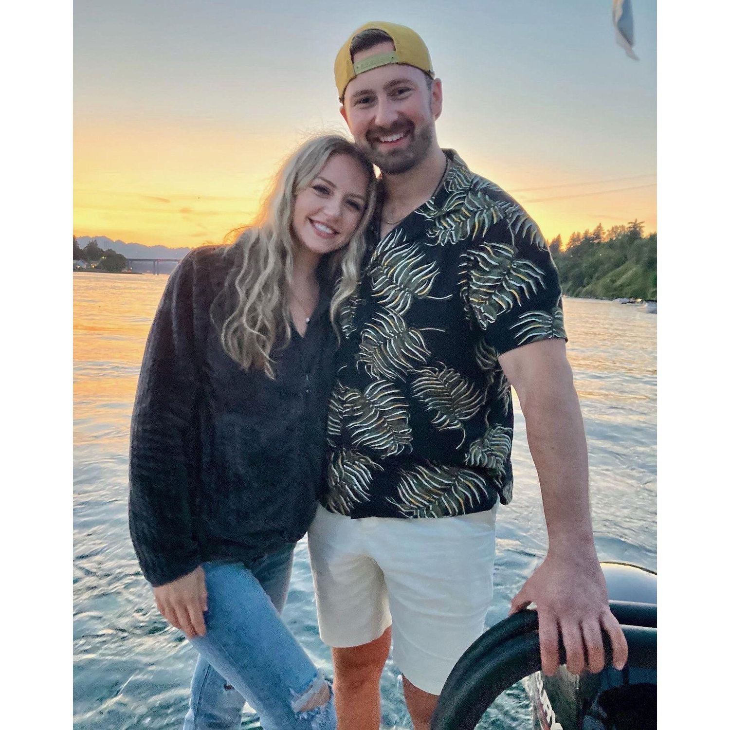 On Jared's brother's boat for Bremerton Bridge Blast and Jared's birthday.