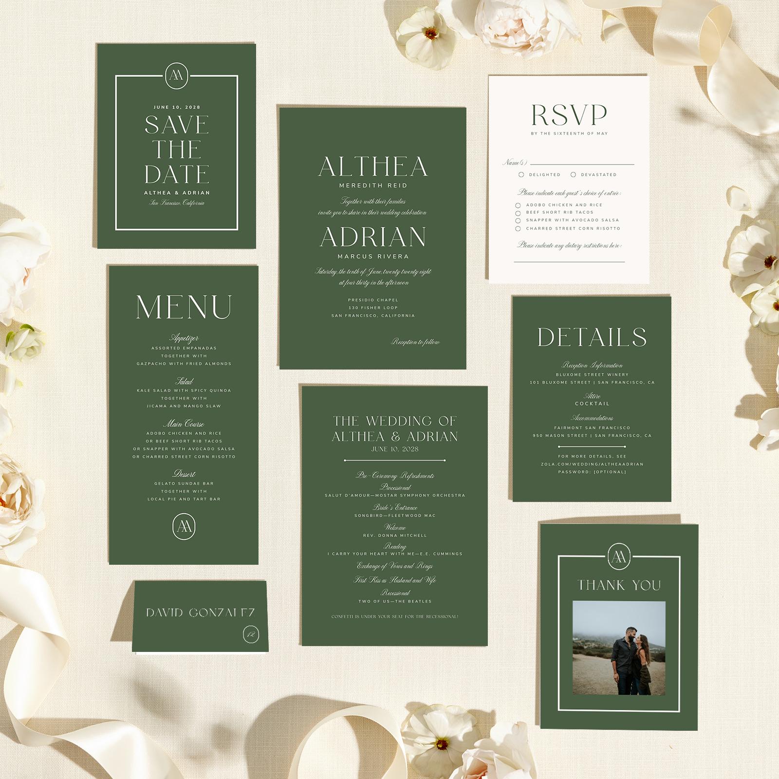 Conrad Portrait | Darkest Teal | Zola Wedding Invitations