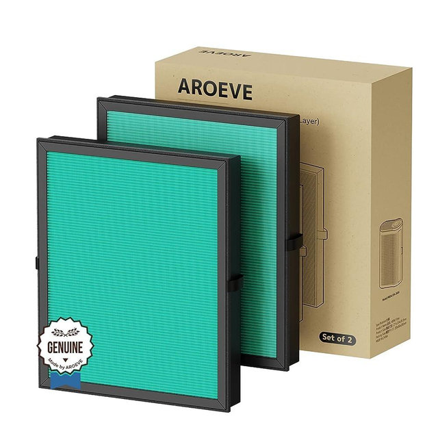 AROEVE MK04 Air Filter Replacement 4-in-1 High-Efficiency Pollen Pet Dander Hair H13 HEPA Air Filter Suitable- Pet Dander Version(2 Pack)
