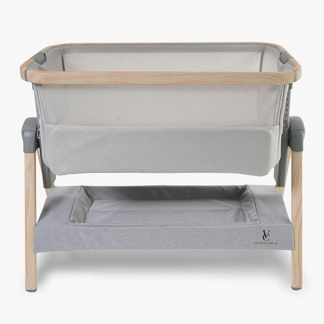 California Dreaming Bedside Bassinet, Grey/Wood