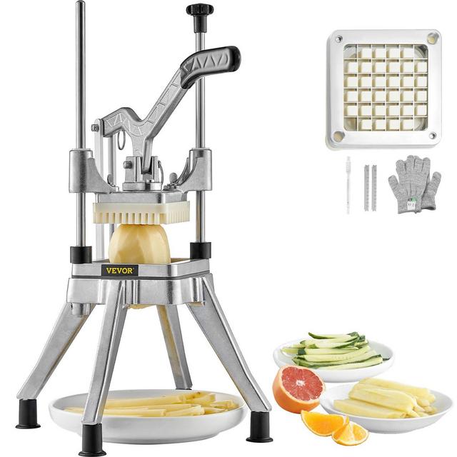 VEVOR Commercial Vegetable Fruit Chopper 1/2″ Blade Heavy Duty Professional Food Dicer Kattex French Fry Cutter Onion Slicer Stainless Steel