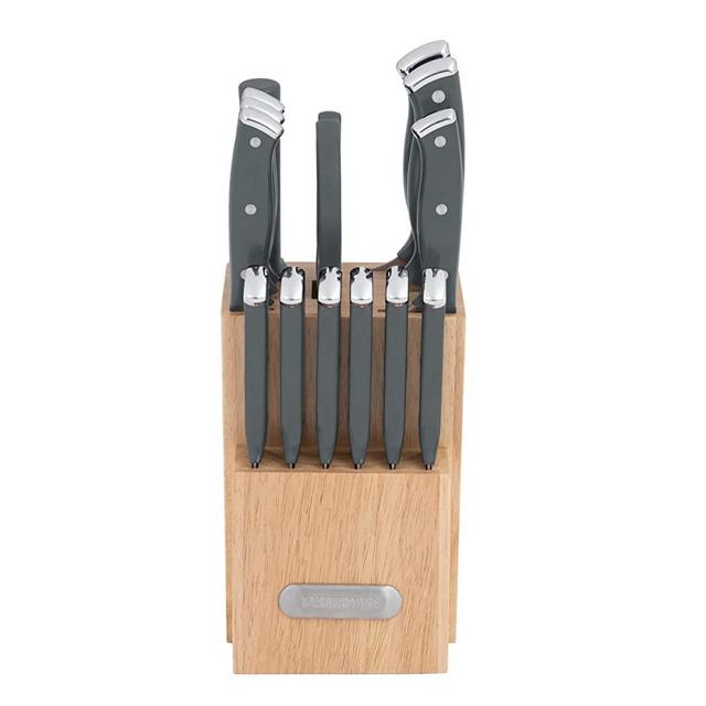 Farberware Triple Riveted Knife Block Set, 15-Piece, Gray