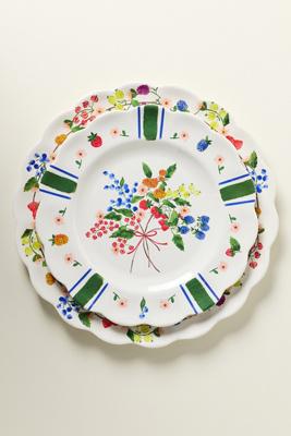 Annette Floral Melamine Dessert Plates, Set of 4