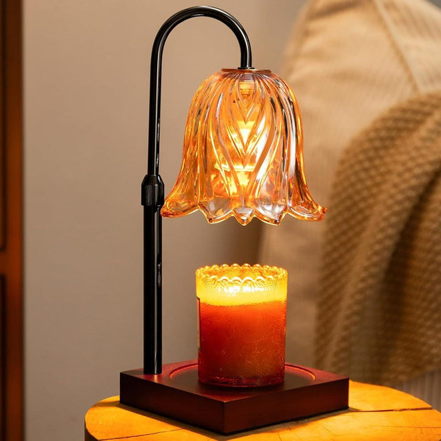 GODONLIF Candle Warmer Lamp, Dimmable Candle Lamp Warmer, Adjustable Height, Timer, Bedroom Living Room Home Decor Wax Melt Warmer for Scented Wax with 2 Bulbs, Black