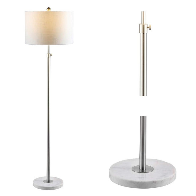 JONATHAN Y JYL3022C June 65" Adjustable Metal/Marble LED Floor Lamp, Modern, Contemporary, Elegant, Glam, Office, Living Room, Family Room, Dining Room, Bedroom, Hallway, Foyer, Chrome