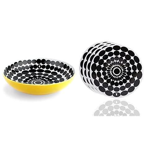 French Bull Melamine Dinnerware for Outdoor and Indoor - Serving Bowl and Salad Plates Set - Foli