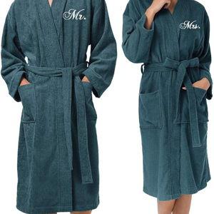 AW BRIDAL 2Pcs Terry Cloth Robes for Women Men 100% Cotton Kimono Spa Robe Couples Wedding Anniversary Engagement Gifts