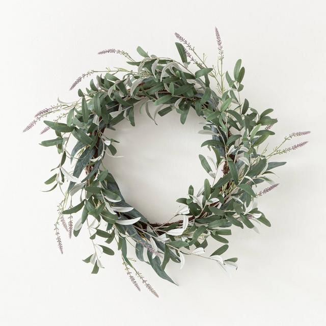 26" Artificial Olive/Eucalyptus Leaf with Lavender Wreath - Threshold™ designed with Studio McGee