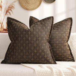 ZWJD Pillow Covers 26x26 Set of 2 Soft Polyester Textured Pillow Covers with Stylish Flange Edge Cozy Farmhouse Throw Pillows for Couch Bed Sofa Living Room