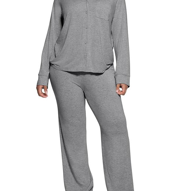 MANBEIYA Women's Pajama Sets Long Sleeve Button Down Soft Knit Sleepwear 2 Piece Lounge Set