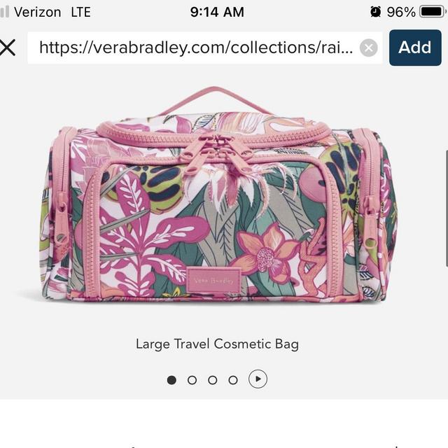 Large Travel Cosmetic Bag rainforest canopy coral