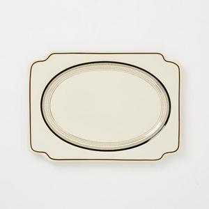 Fishs Eddy Gilded Rectangular Platter - Thin Band (Black/Gold)