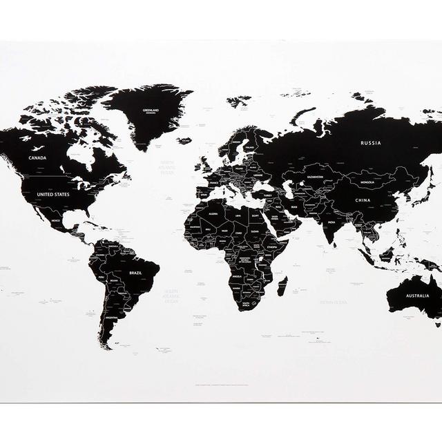 White and Black World Map Unique Design Poster
