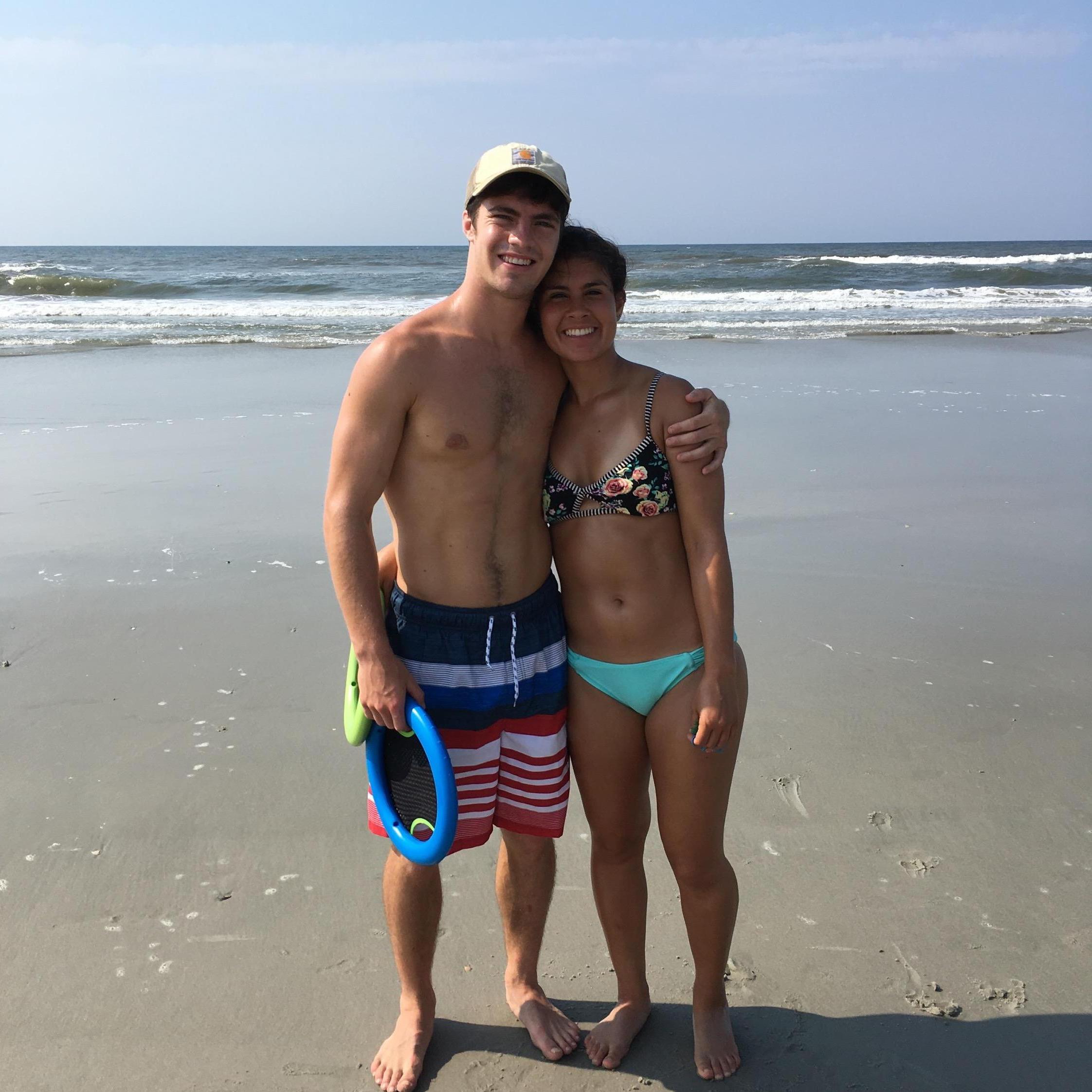 Holden Beach, NC. Catching waves and discs.