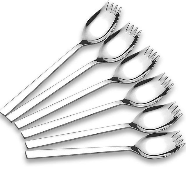 Xesea Sporks 6-Pack 1.4-Inch Wide 18/10 Stainless Steel Sporks Everyday Use, Camping Backpacking Utensils, Spaghetti Salad Dessert Heavy Duty Flatware set, 7.6-Inch Long(M)