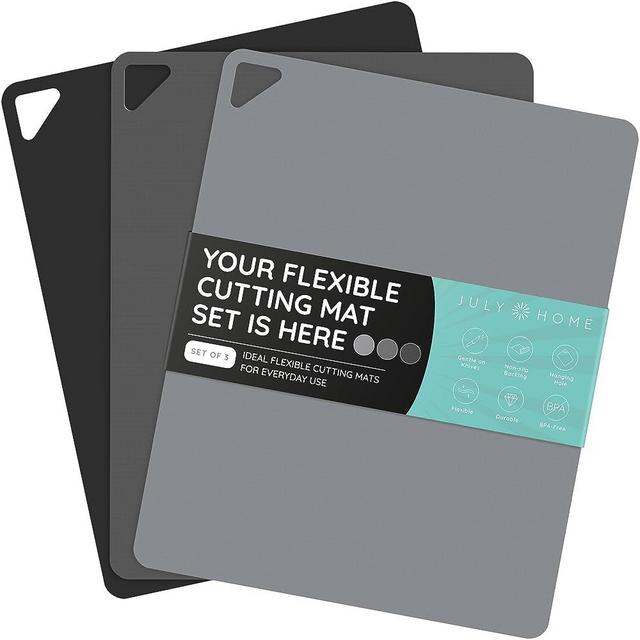 Extra Thin Flexible Cutting Boards for Kitchen - Cutting Mats for Cooking, Colored Cutting Mat Set with Easy-Grip Handles | Non Slip Cutting Sheets, Flexible Plastic Cutting Board Set of 3 (15"x12")