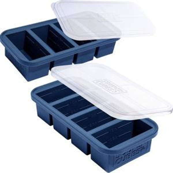 Souper Cubes 1 Cup Silicone Freezer Molds with Lids - Blueberry - 2-Pack