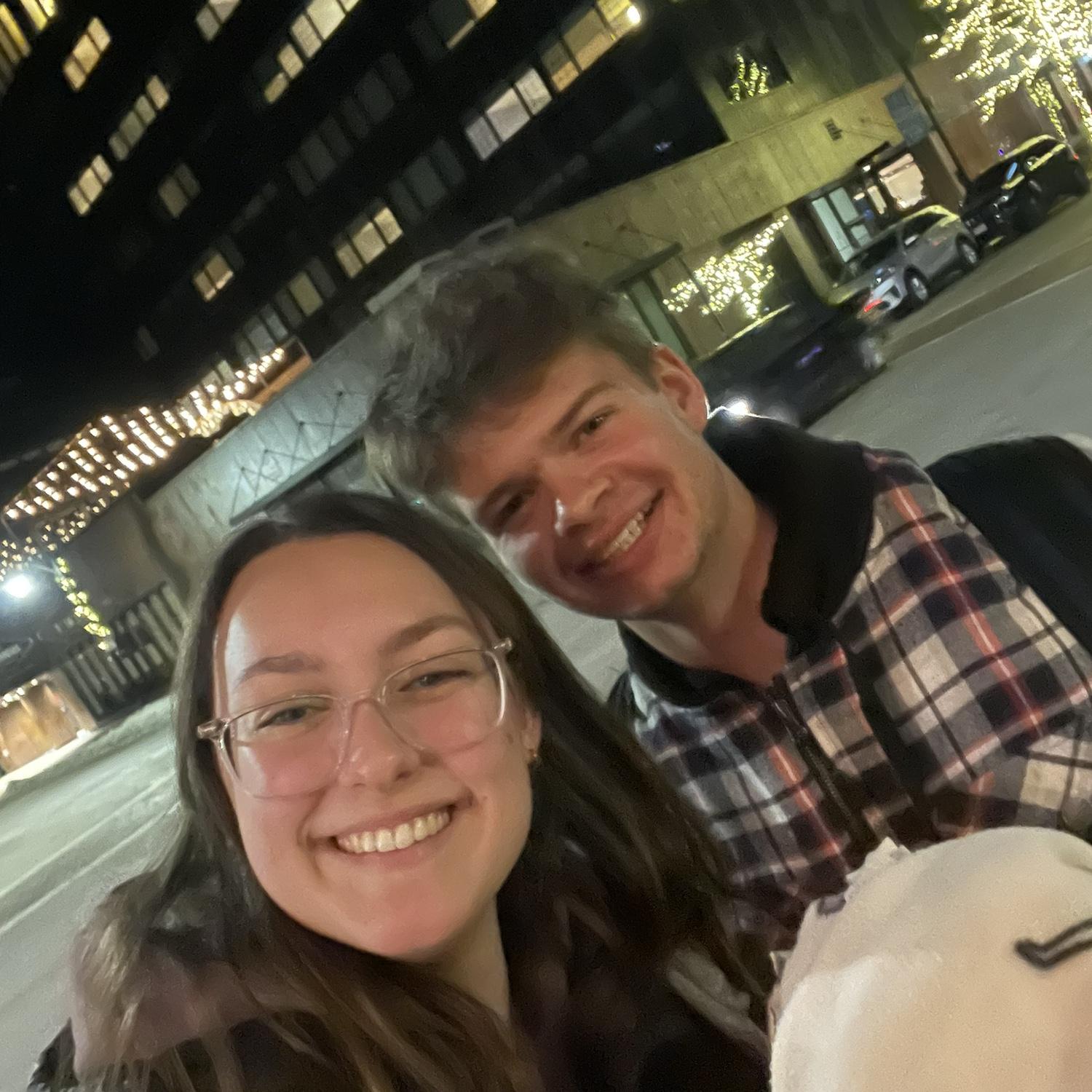 This photo is from when Austin came up to Eau Claire for Valentines weekend and a guy running past us on our walk said “Awww what a cute couple!” {February 18th, 2023}