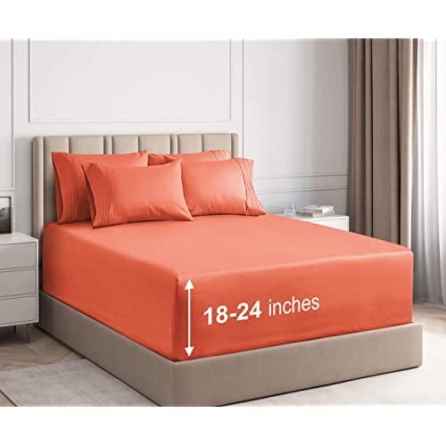 Extra Deep Pocket Sheets - 6 Piece Sheet Set - King Size Sheets Deep Pocket - Extra Deep Bed Sheets - Deep King Fitted Sheet Set - Super and Ultra Deep Sheets - For Deep Pockets Mattress - Fits Easily