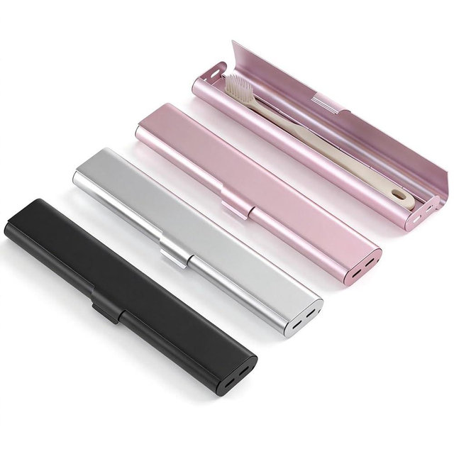 Betevie Portable Toothbrush Travel Case: 3 Pack Breathable & Dirt-Proof Hotel Camping Outdoor - Aluminum for Storage Recyclable Traveler (3, Multicolor)
