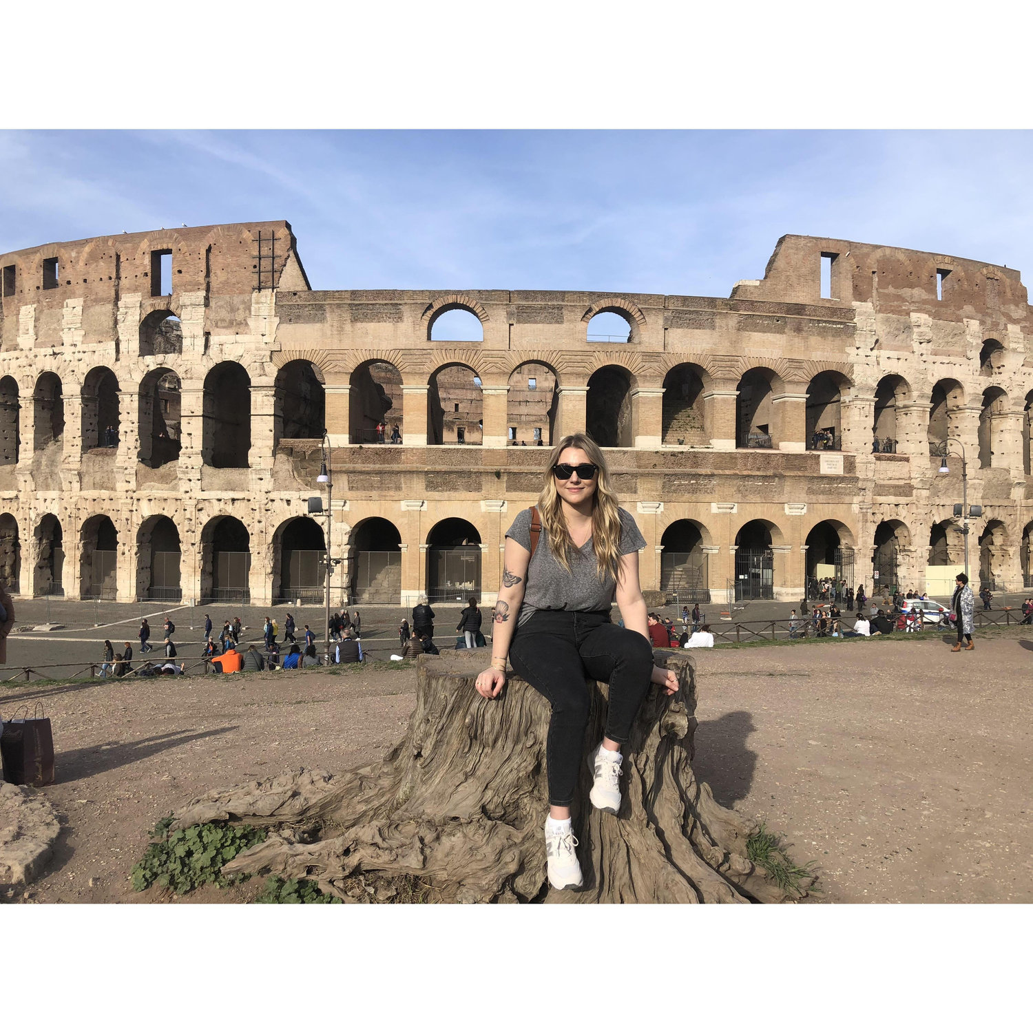 Wearing dad shoes at the Colosseum