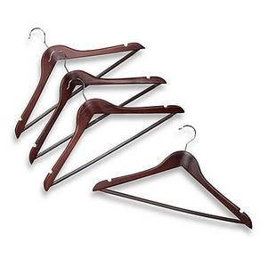 17-Inch Suit Hangers with Bar in Brown (Set of 4)