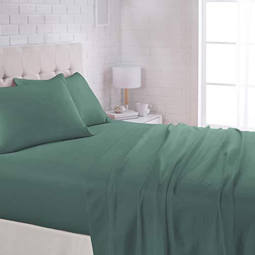 AmazonBasics Lightweight Super Soft Easy Care Microfiber Sheet Set with 16" Deep Pockets - King, Emerald Green
