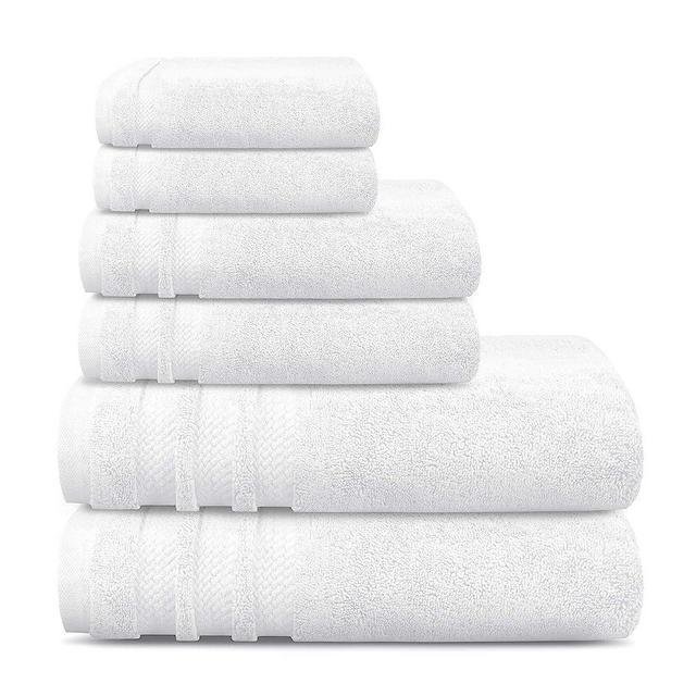 TRIDENT Nectarsoft, Premium Luxury 100% Cotton, Zero Twist, 6 Piece Towel Set -2 Bath, 2 Hand, 2 Washcloths, 625 GSM, Amazingly Plush, Extra Absorbent (White)