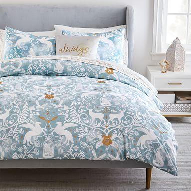 HARRY POTTER™ Patronus Damask Duvet Cover & Sham, Mystic Mint