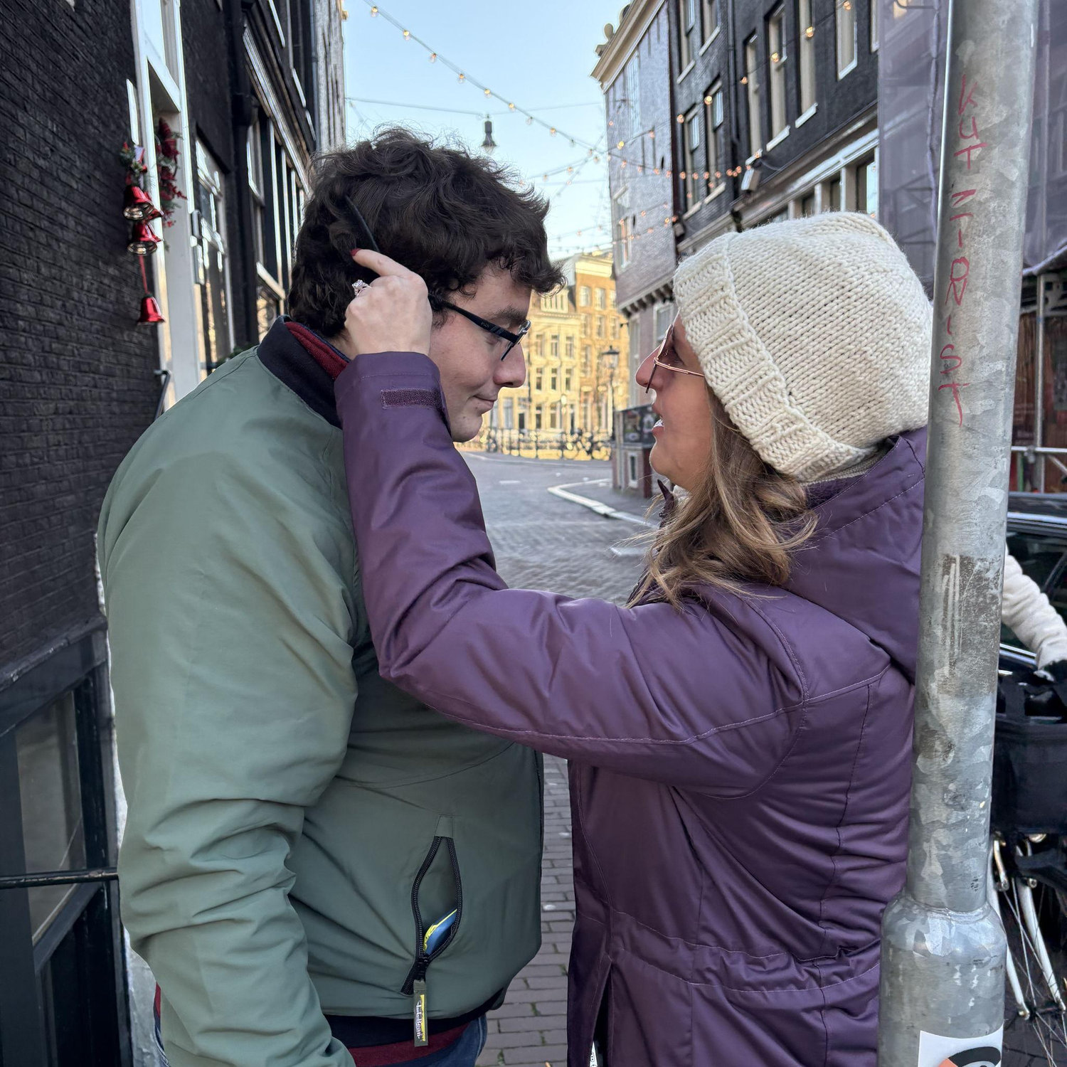 Getting Zack ready for pictures while traveling :)
