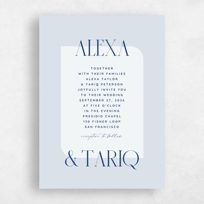 Blue Whisper Wedding Invitation - Seibel Portrait