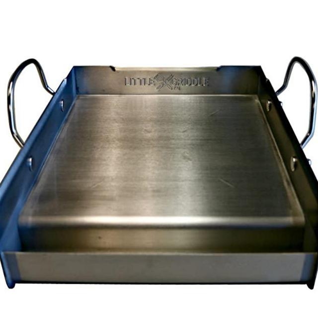 Little Griddle GQ-120 Q GQ120 100% Stainless Steel Medium-Sized Professional Griddle, 12.5" (Half, Metallic