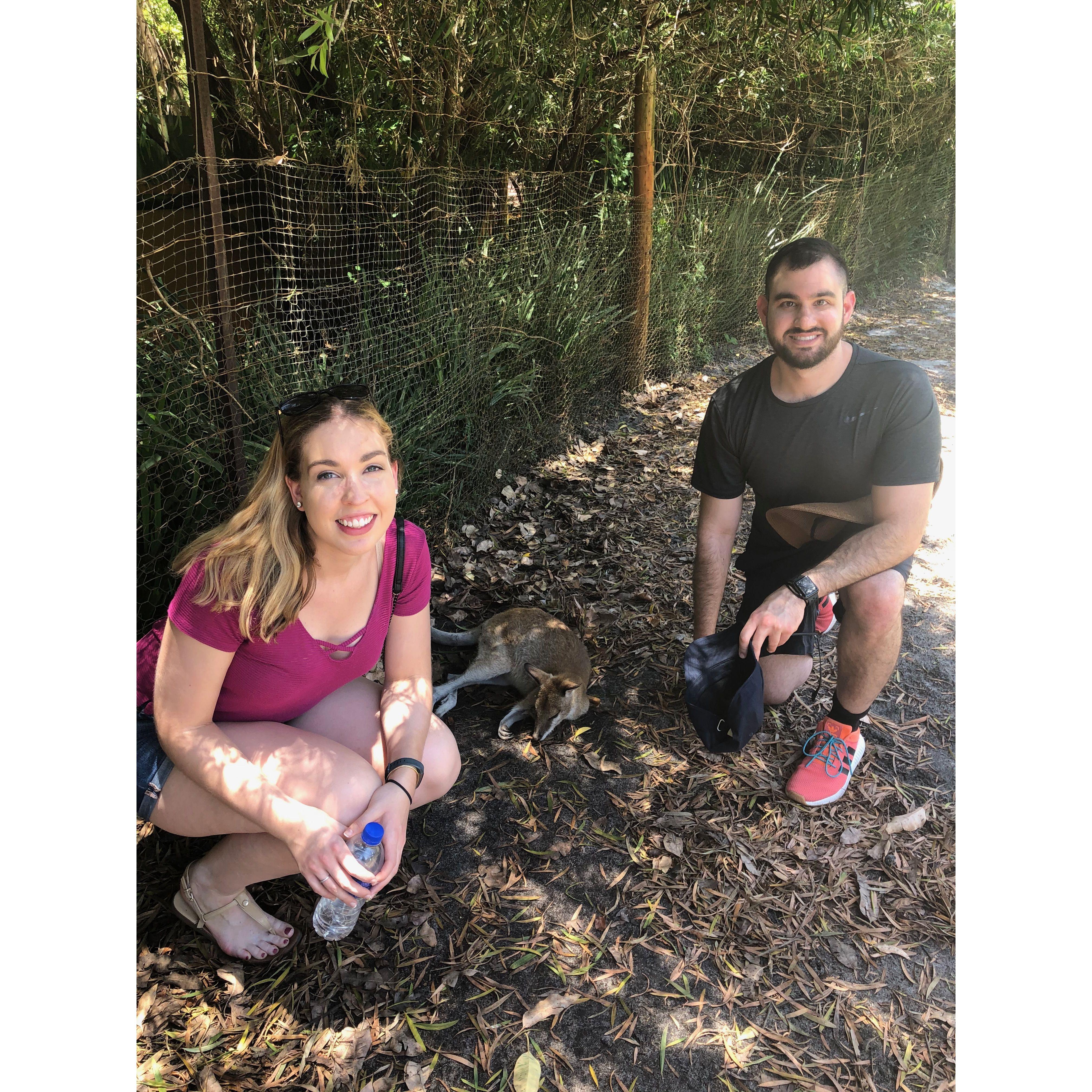 Jonathan's first time meeting a kangaroo. Perth, Australia.