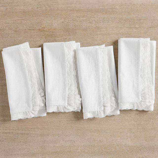 LoveShackFancy Ruffle Crochet Napkins, Set of 4