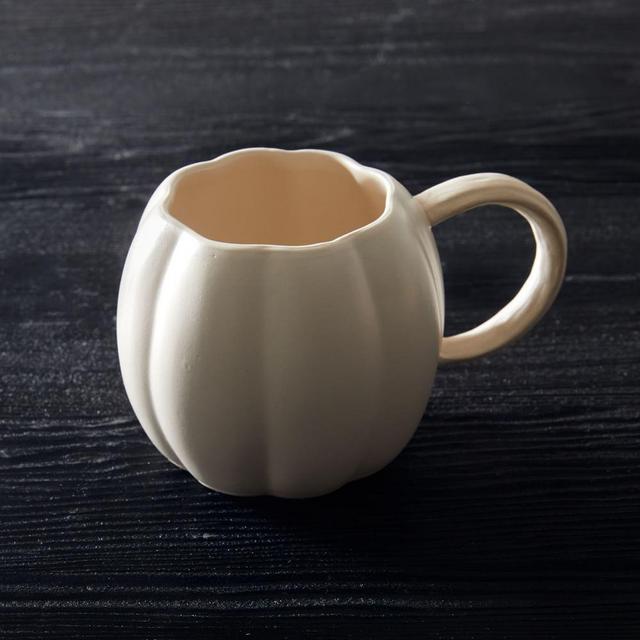 Pumpkin Mug, Ceramic, Cream, Each