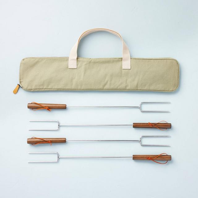 4pc Stainless Steel Grilling Skewers with Canvas Bag - Hearth & Hand™ with Magnolia