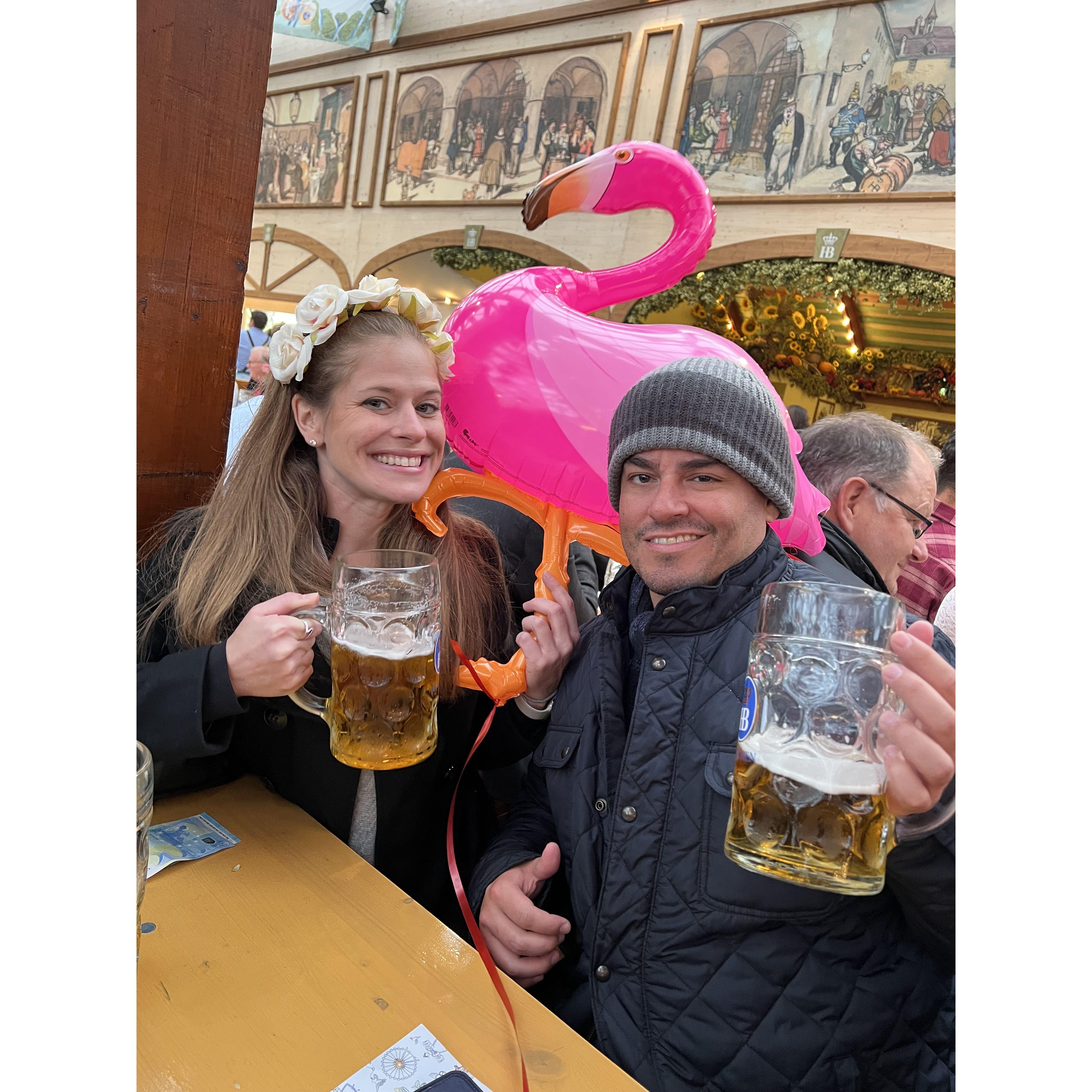 Flamingo balloon Oktoberfest fun