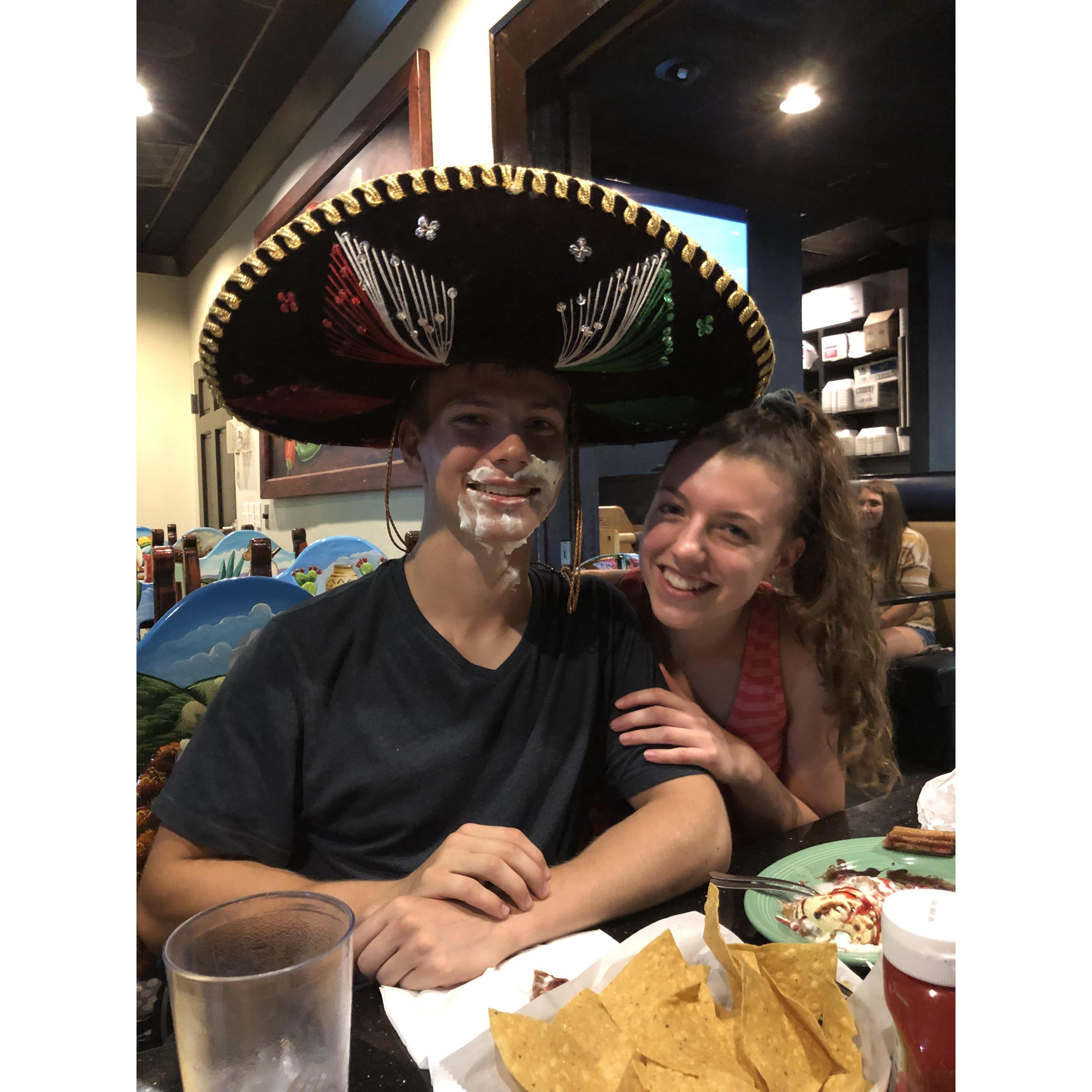 Celebrating Ben's 19th birthday at El Poblano after a hike.