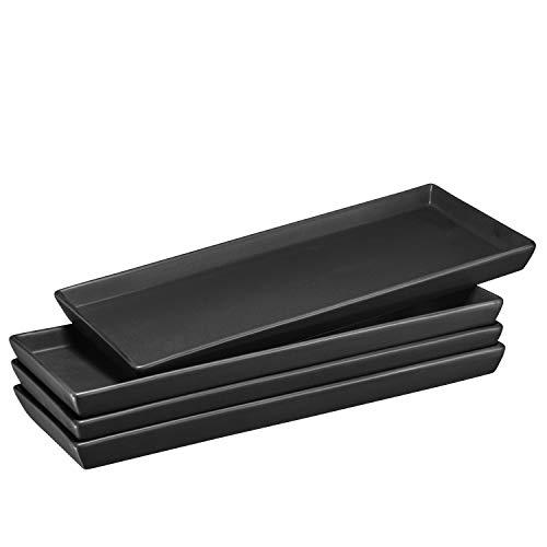 Bruntmor 10 Ceramic Plates (Set of 6), Black | Serving Platter