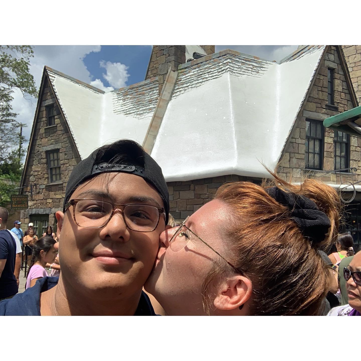Just moments before the sky Down poured on Universal, and before the big butter beer proposal, July 2021