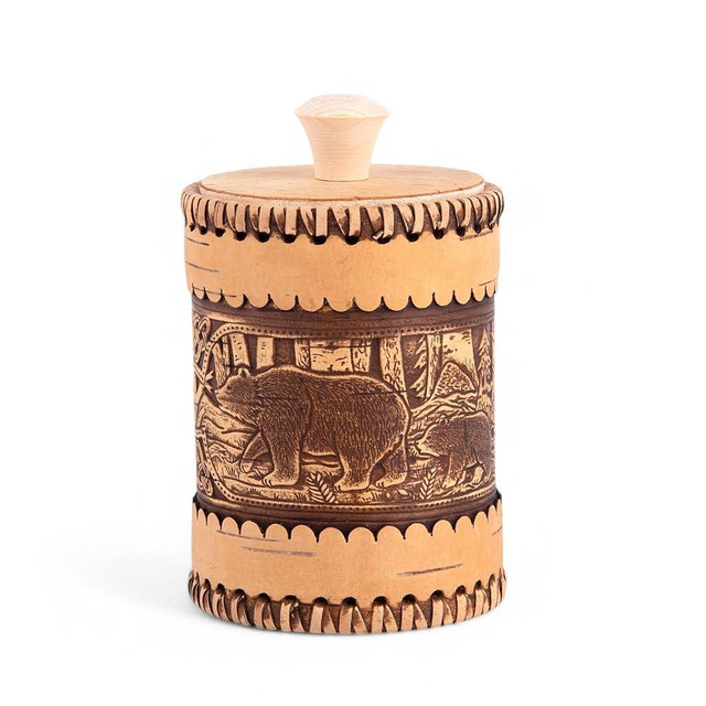 STP GOODS Birch Bark Container, Storage container, Kitchen Container Money to the House Birch Bark (Bears)