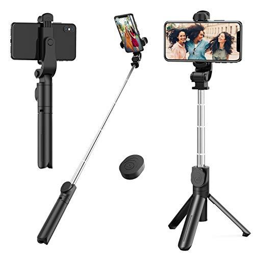 Selfie Stick Tripod,Mini Extendable Tripod Stand Phone Selfie Stick with Bluetooth Remote Shutter for iPhone x/xs/xr/7 8 11/Samsung Galaxy s8 9/Huawei/Google/Xiaomi/More