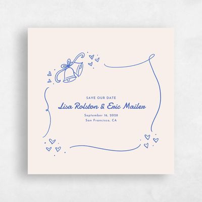 Blue Simple Wedding Save the Date - Aubrey Square