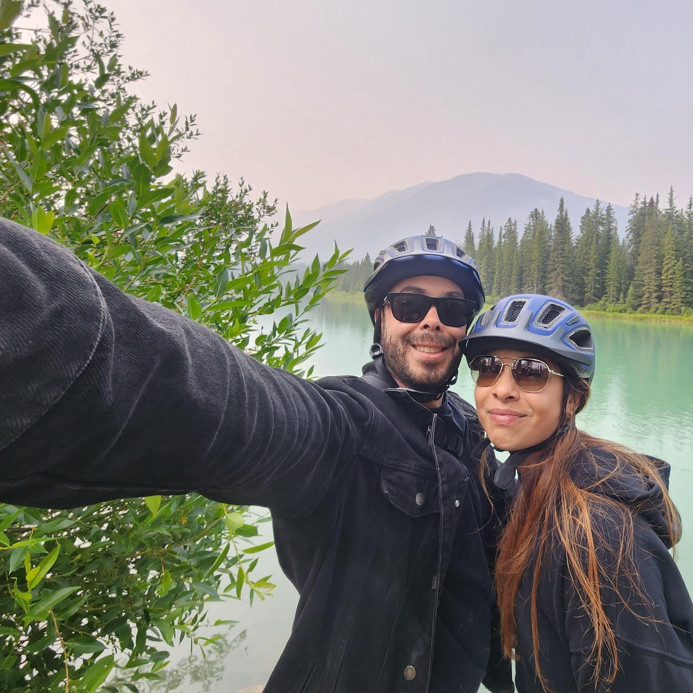 Enjoying an e-bike tour through Banff and Canmore