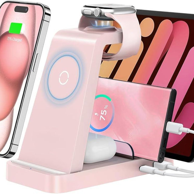 GAUOLN Wireless Charger for iPhone - 5 in 1 Charging Station for Multiple Devices Apple: Wireless Charging Stand Dock for iPhone 17 16e 16 15 14 13 12 Pro Max Apple Watch Airpods