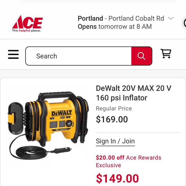 DeWalt 20V MAX 20 V 160 psi Inflator