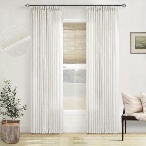 Pinch Pleated Linen Curtains 96 Inches Long (color natural)