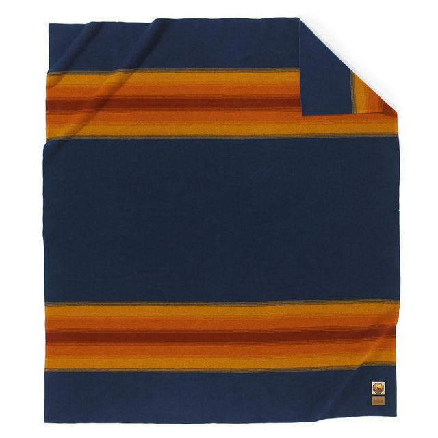 Pendleton National Park Blanket Twin 60" x 90" - 100% Wool, Soft and Durable Throw for Home & Outdoor Adventures, Iconic Park Stripes Collectible Keepsake - Grand Canyon Navy